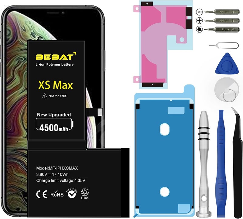 BEBAT Replacement for iPhone Xs MAX Battery, 4500mAh High Capacity Li-ion Polymer Replacement Battery for Model A1921 A2101 A2102 A2104 with Professional Repair Tool Kits - Image 1